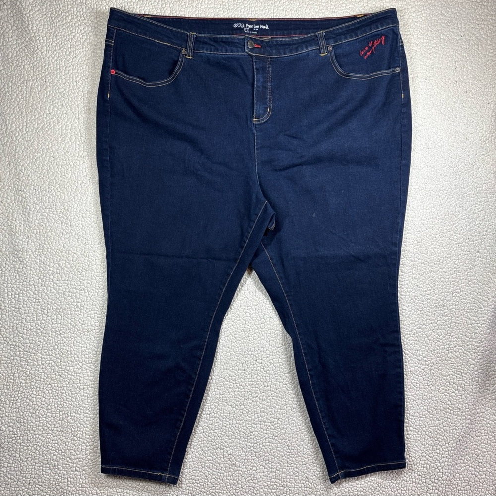 Peace Love World Women’s Straight Leg Straight Dark Wash Blue Jeans Size 28W